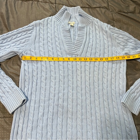 Llbean l.l. Bean blue cable knit sweater vneck size large - Picture 5 of 7